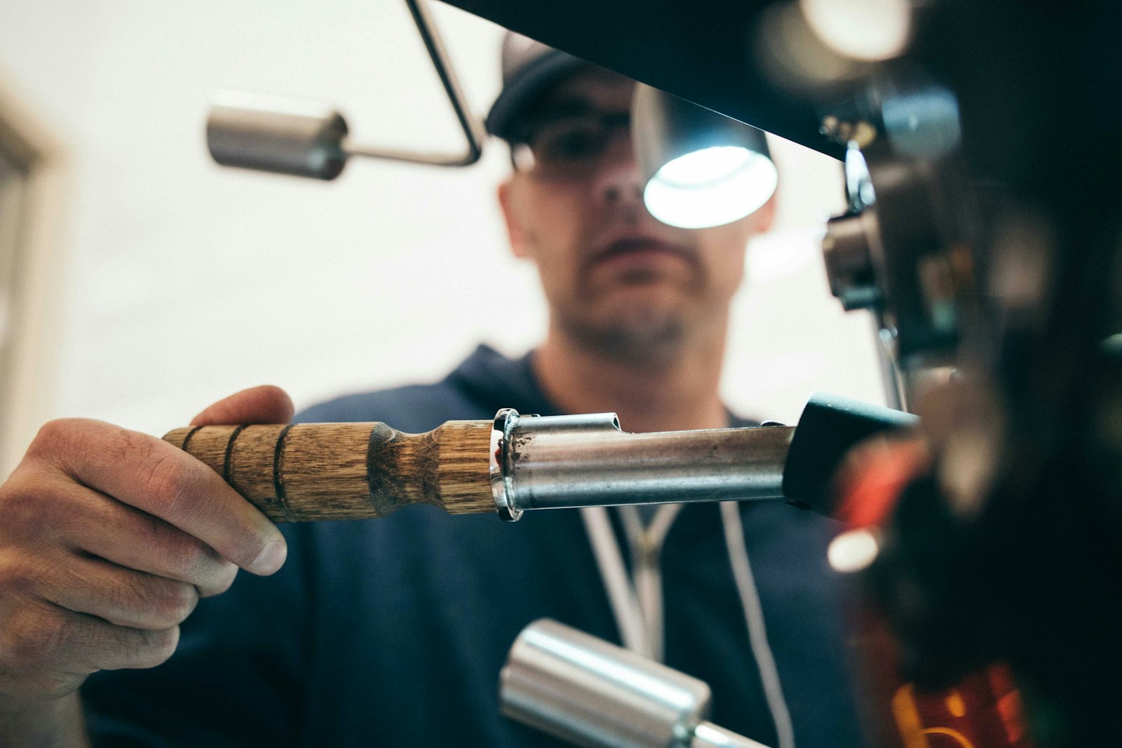Craftsman working at a shop bench